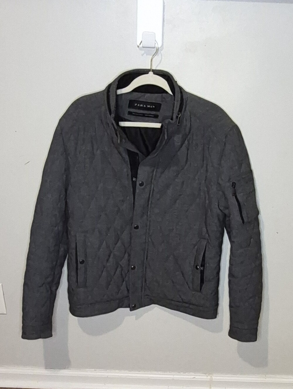Zara Quilted Men's Jacket - Charcoal Gray